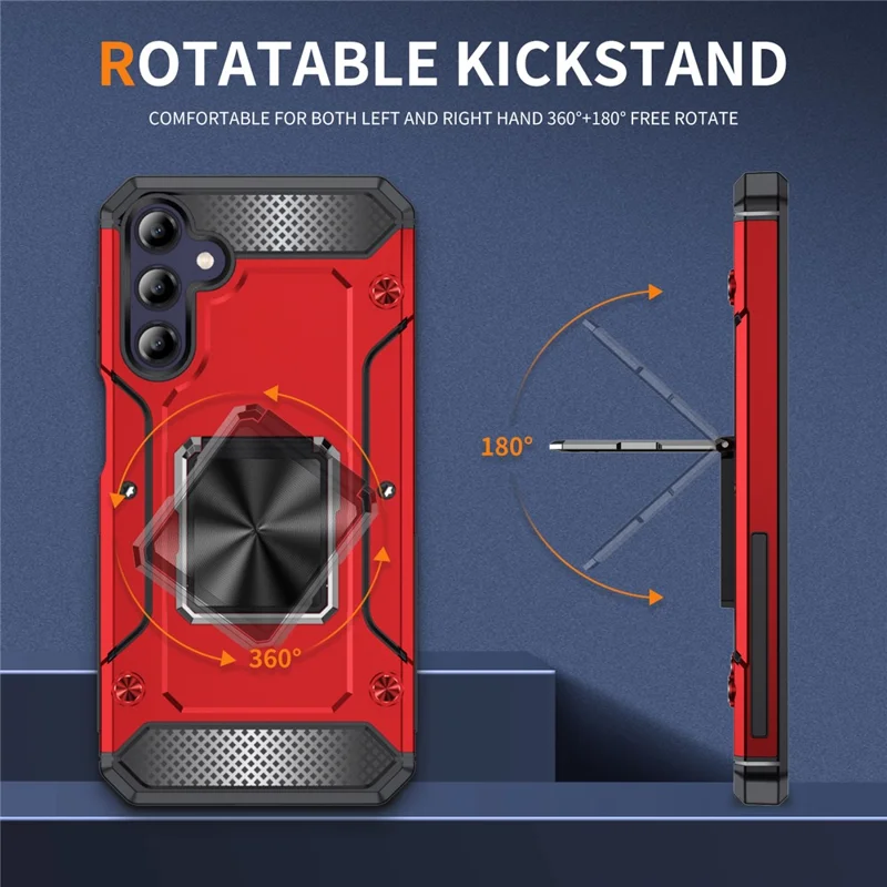 For Samsung Galaxy A24 4G (162.1 X 77.6 X 8.3mm) Case Kickstand PC+TPU Shockproof Phone Cover - Red