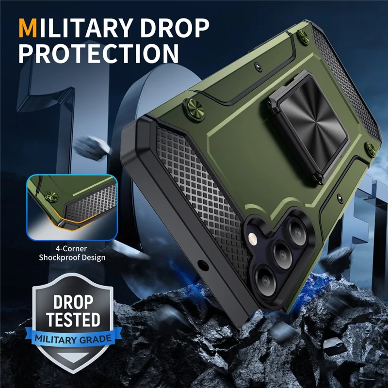 For Samsung Galaxy A15 4G / A15 5G Case PC+TPU Protective Phone Cover - Army Green