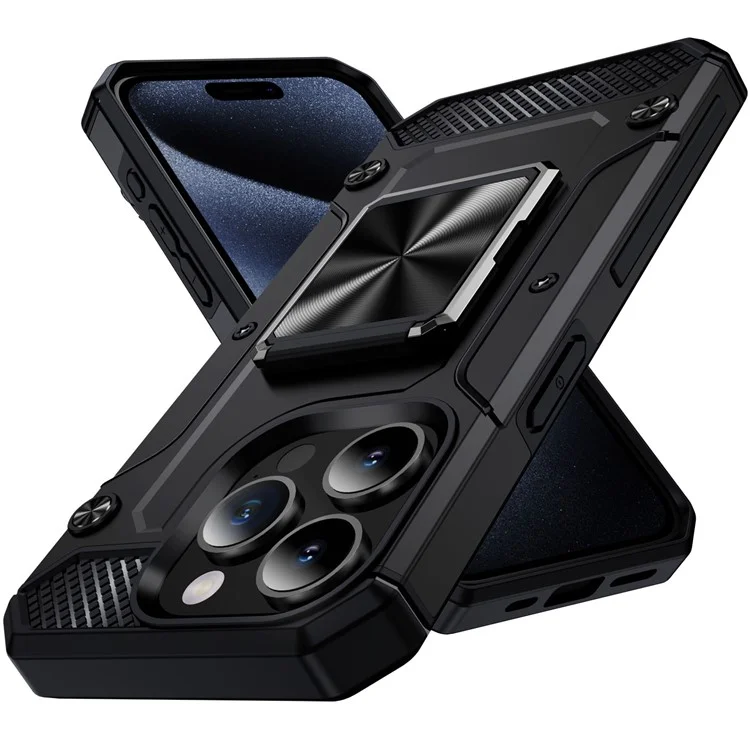 Für Iphone 14 Pro Max Case Dual-layer-pc+tpu-kickstand-schutzhelfer-abdeckung - Schwarz