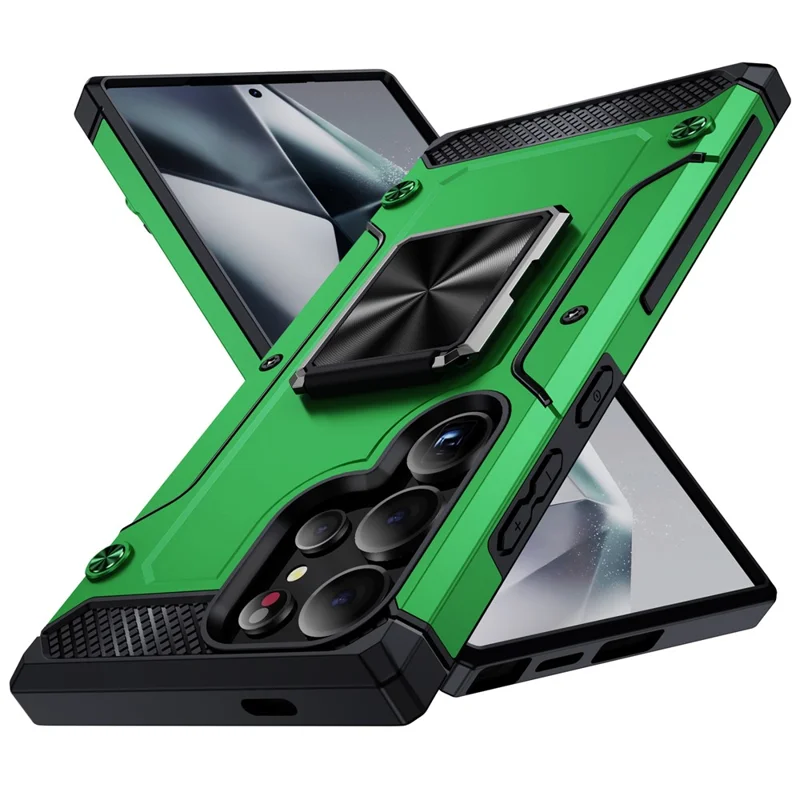 Funda para Samsung Galaxy S24 Ultra Carcasa PC+TPU Armadura a prueba de golpes Cubierta de teléfono Incorporado Soporte - Verde