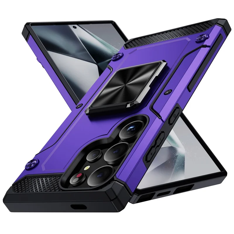 Étui pour Samsung Galaxy S24 Ultra Étui de protection en PC+TPU avec support intégré - Violet