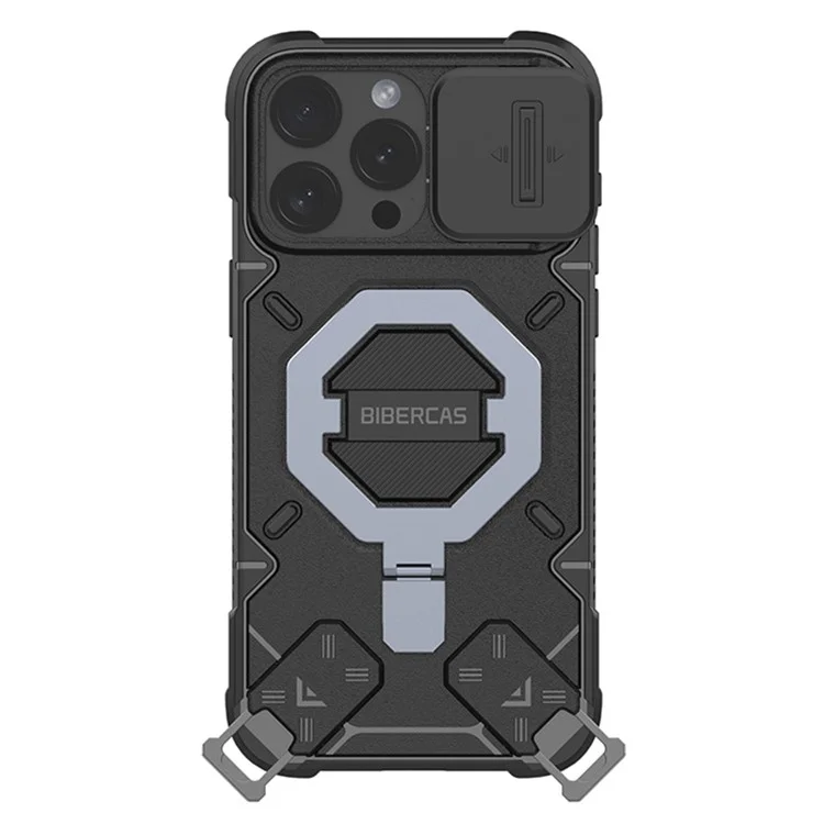 Funda de teléfono PC+TPU para iPhone 15 Pro a prueba de arañazos y golpes, compatible con MagSafe - Negro
