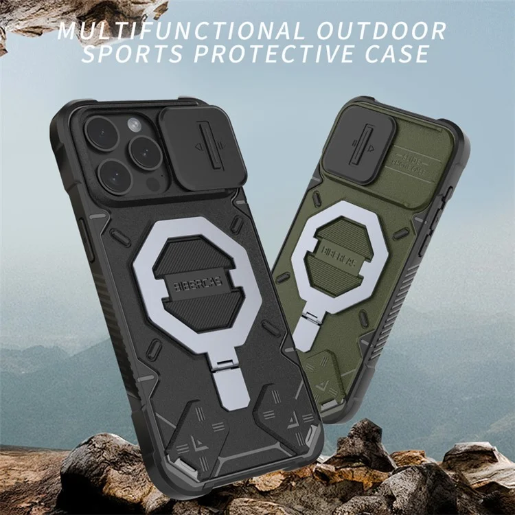 Funda de teléfono PC+TPU para iPhone 15 Pro a prueba de arañazos y golpes, compatible con MagSafe - Negro
