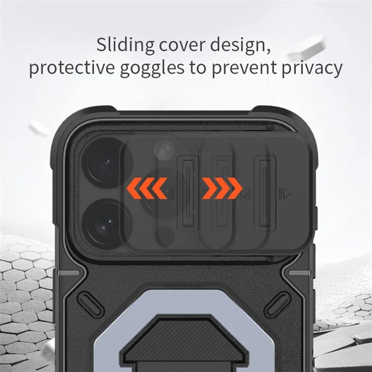 For iPhone 15 Pro PC+TPU Phone Case Anti-Scratch Outdoor Drop-Proof Cover Compatible with MagSafe - Black