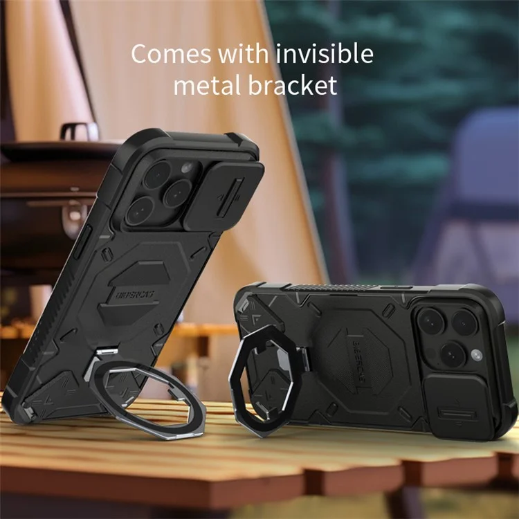 Funda de teléfono PC+TPU para iPhone 15 Pro a prueba de arañazos y golpes, compatible con MagSafe - Negro