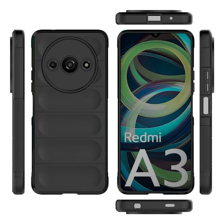 Para Xiaomi Redmi A3 / Poco C61 4G Capa Protetora de Telefone TPU Anti-Deslizante Traseira Robusta - Preto