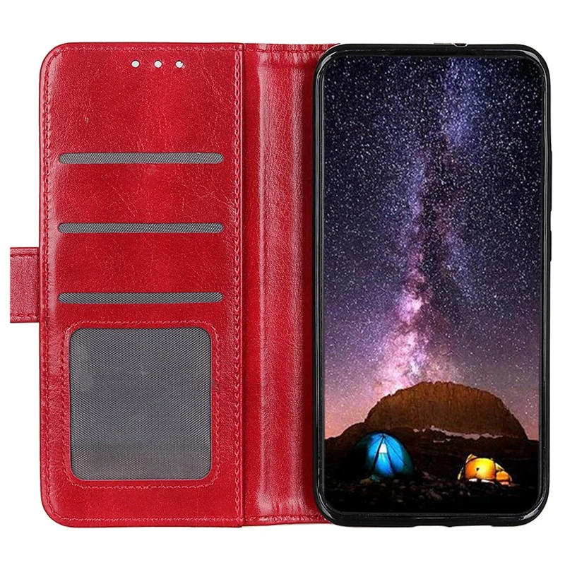 For OnePlus Ace 3 5G / 12R 5G Wallet Case Crazy Horse Texture Phone Leather Cover - Red