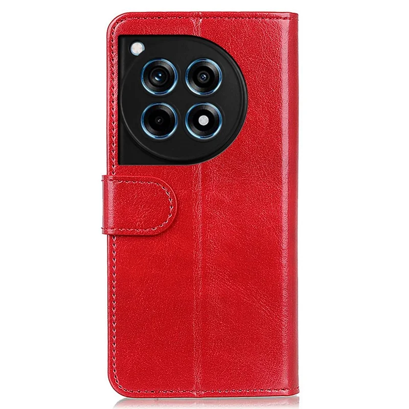 For OnePlus Ace 3 5G / 12R 5G Wallet Case Crazy Horse Texture Phone Leather Cover - Red