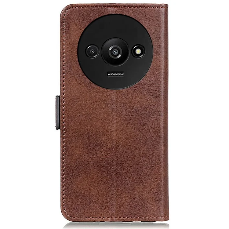 For Xiaomi Redmi A3 Wallet Case PU Leather Stand Phone Cover Side Magnetic Clasp - Brown