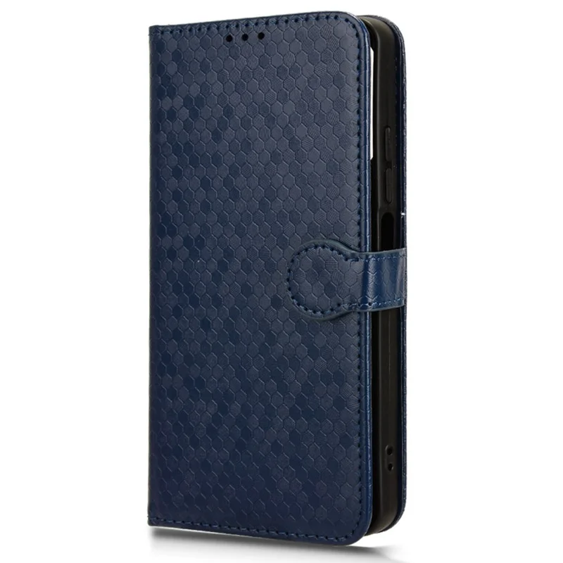 For Realme C67 4G Wallet Case Dots Imprinted Leather Stand Phone Cover - Dark Blue