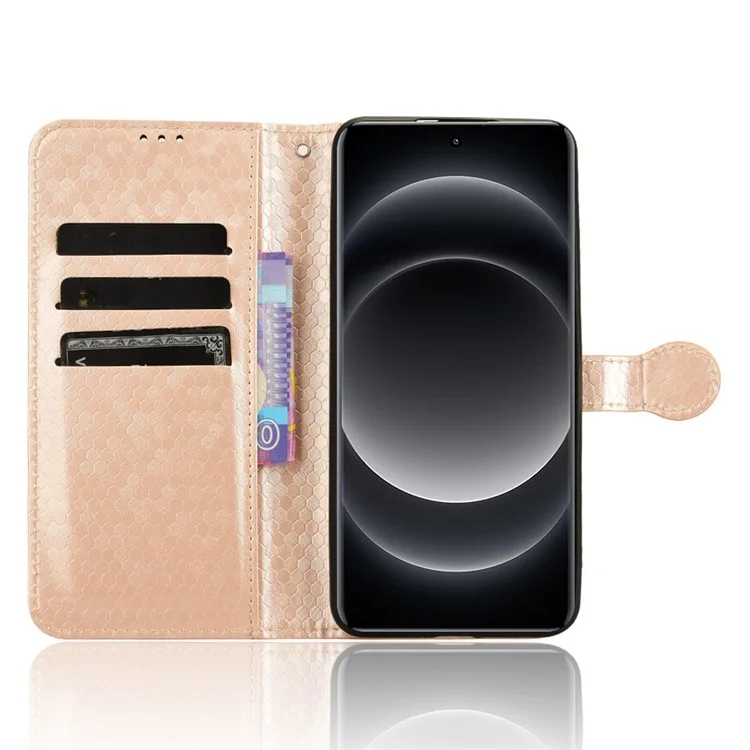 Для Xiaomi 14 Ultra Case Dots Imprinted PU Leather Wallet Stand Phone Cover - Розовое золото