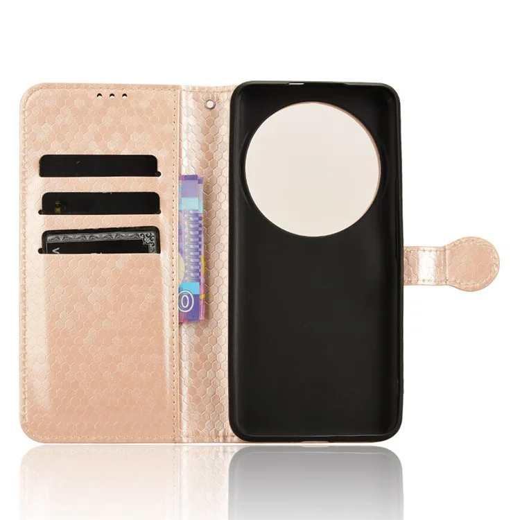 Для Xiaomi 14 Ultra Case Dots Imprinted PU Leather Wallet Stand Phone Cover - Розовое золото