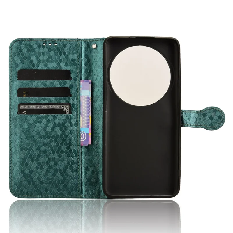 For Xiaomi 14 Ultra Case Dots Imprinted PU Leather Wallet Stand Phone Cover - Green