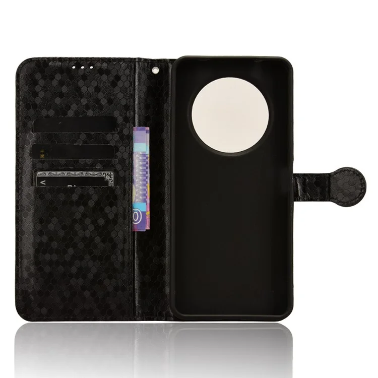 Per Xiaomi Redmi A3 / Poco C61 4G Custodia Punti Stampati in Pelle PU Stand per Visualizzazione Custodia per Telefono - Nero