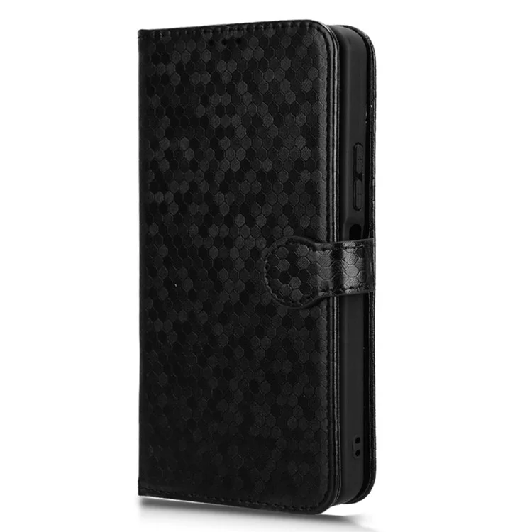 Per Xiaomi Redmi A3 / Poco C61 4G Custodia Punti Stampati in Pelle PU Stand per Visualizzazione Custodia per Telefono - Nero