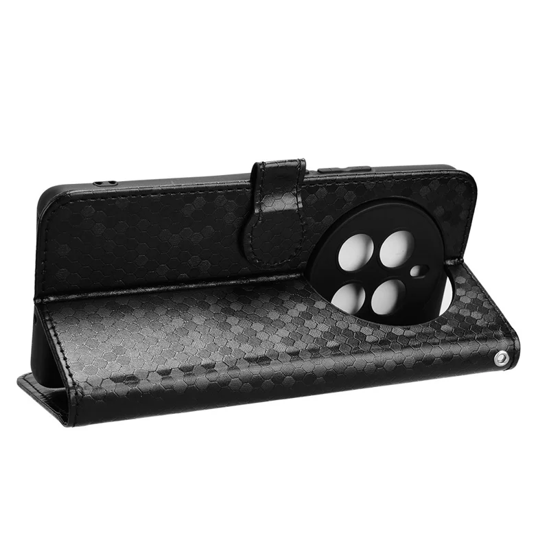 For Realme 12 4G / 12+ 5G Case Dots Imprinted PU Leather Mobile Phone Cover with Viewing Stand - Black