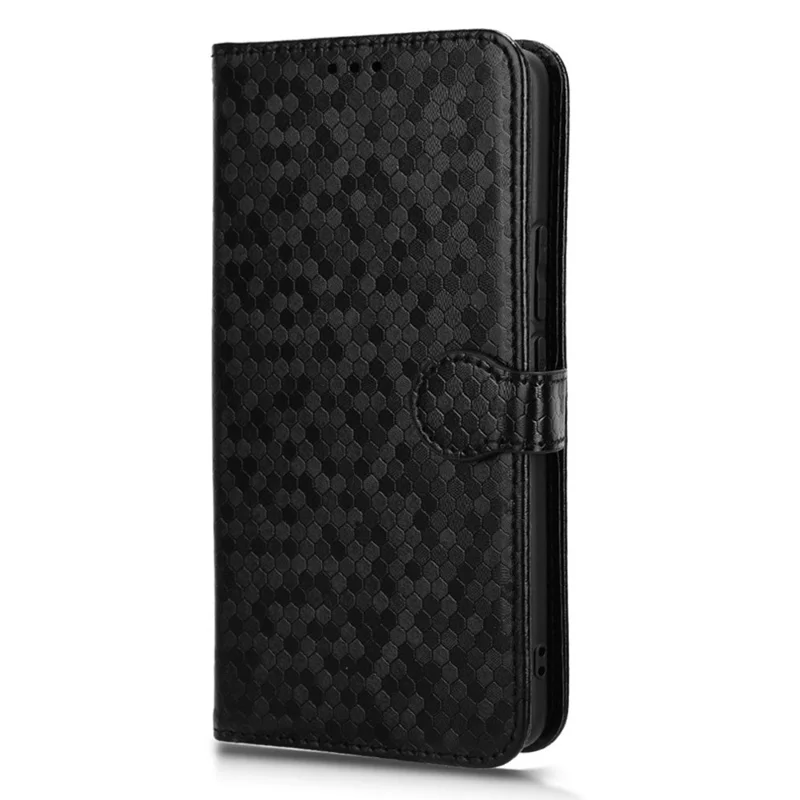 For Realme 12 4G / 12+ 5G Case Dots Imprinted PU Leather Mobile Phone Cover with Viewing Stand - Black