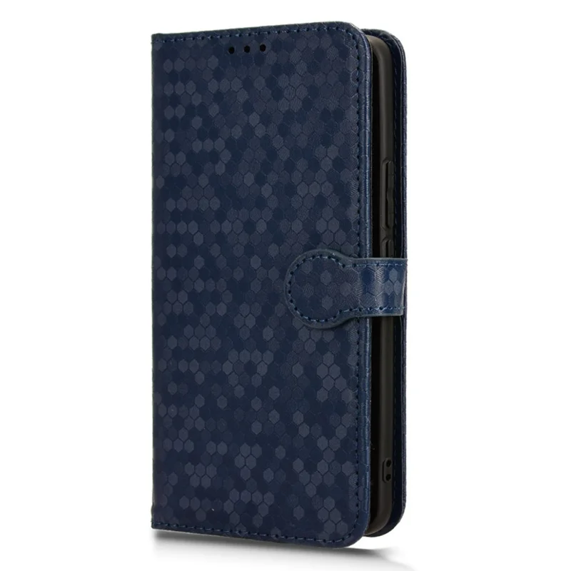 For Realme 12 4G / 12+ 5G Case Dots Imprinted PU Leather Mobile Phone Cover with Viewing Stand - Dark Blue