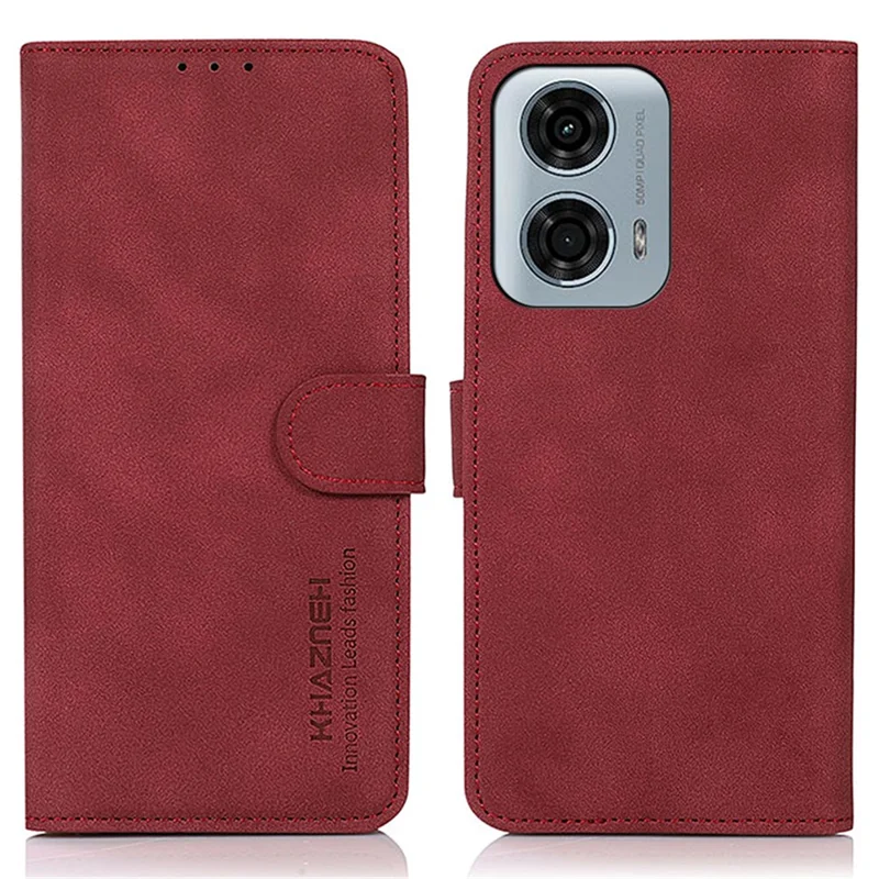 KHAZNEH For Motorola Moto G24 Power Shockproof Leather Case Wallet Stand Cover - Red