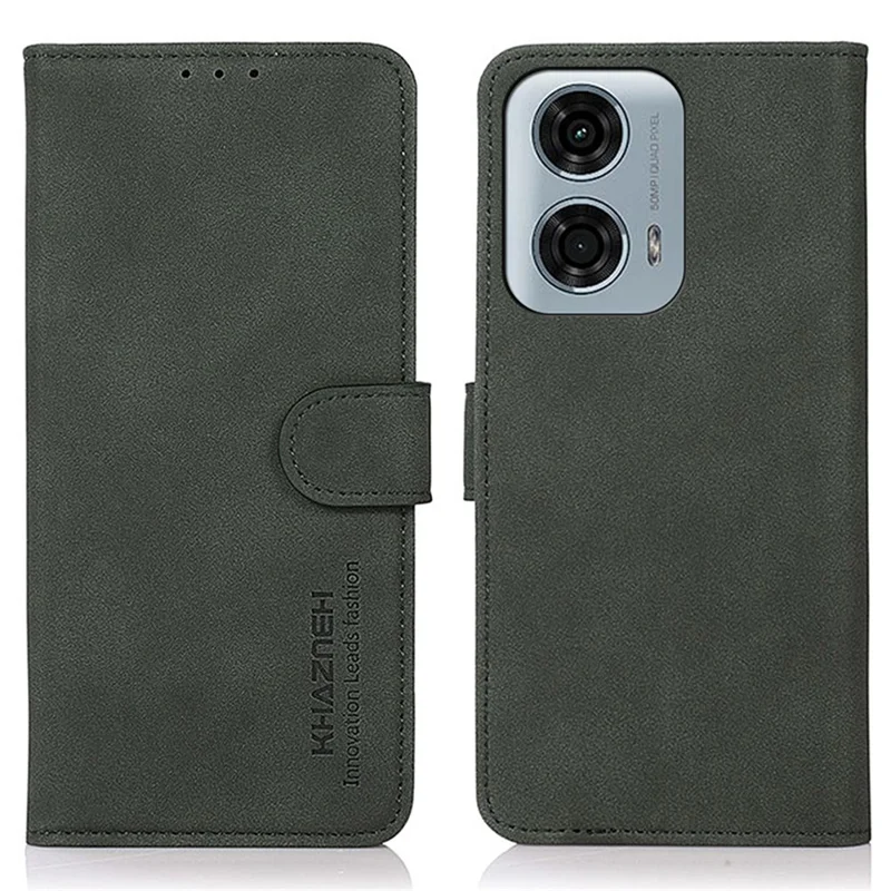 KHAZNEH Für Motorola Moto G24 Power Stoßfeste Lederhülle Brieftasche Stand-Cover - Grün
