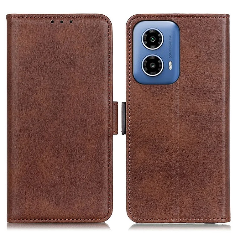 For Motorola Moto G24 Power Case Scratch Resistant PU Leather Wallet Phone Cover - Brown