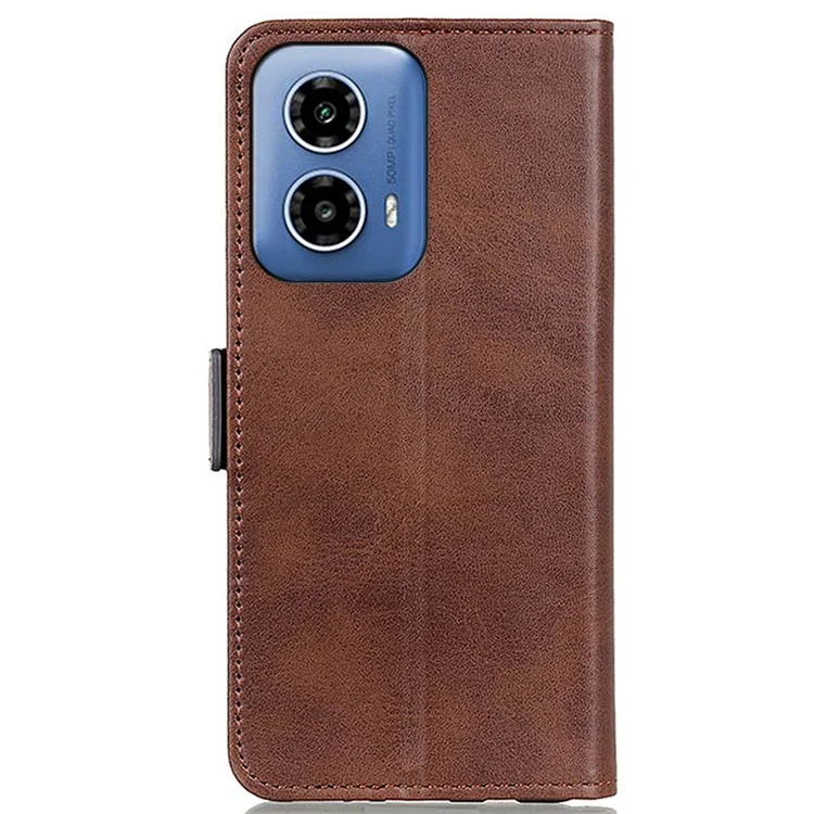 For Motorola Moto G24 Power Case Scratch Resistant PU Leather Wallet Phone Cover - Brown