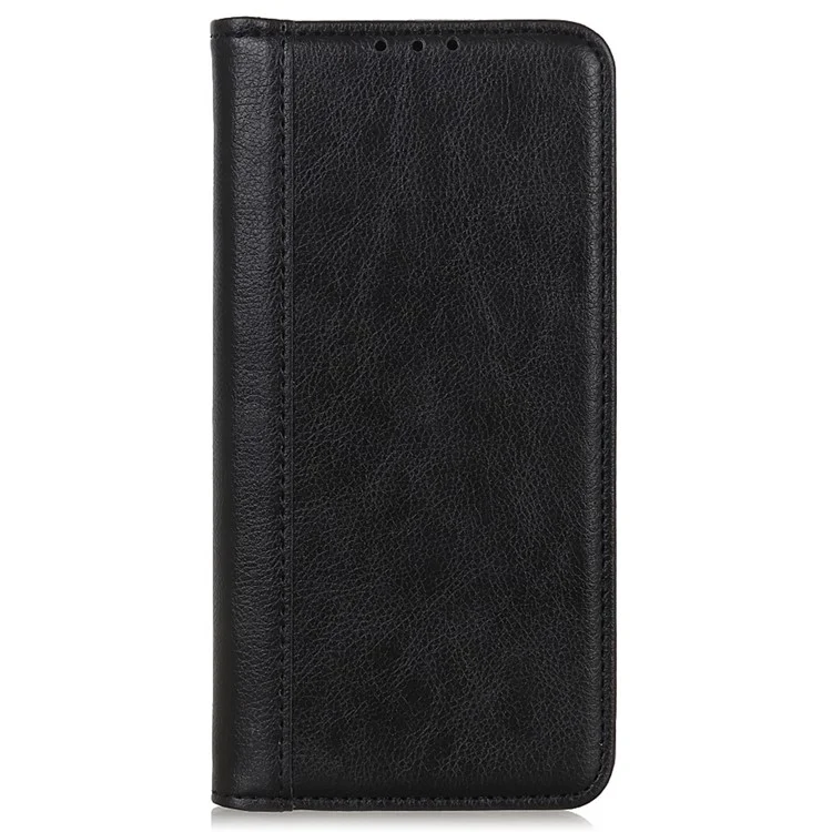 For Motorola Moto G24 Power Case Litchi Texture Split Leather Magnetic Closing Wallet Phone Cover - Black