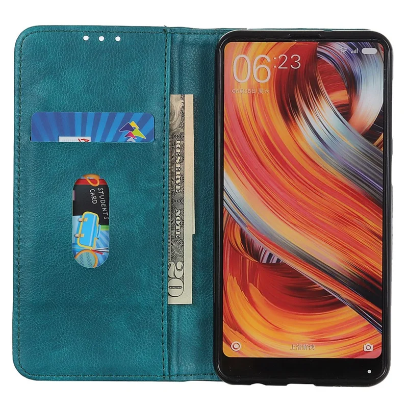 For Motorola Moto G24 Power Case Litchi Texture Split Leather Magnetic Closing Wallet Phone Cover - Green