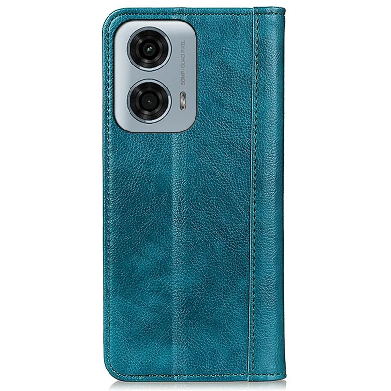 For Motorola Moto G24 Power Case Litchi Texture Split Leather Magnetic Closing Wallet Phone Cover - Green