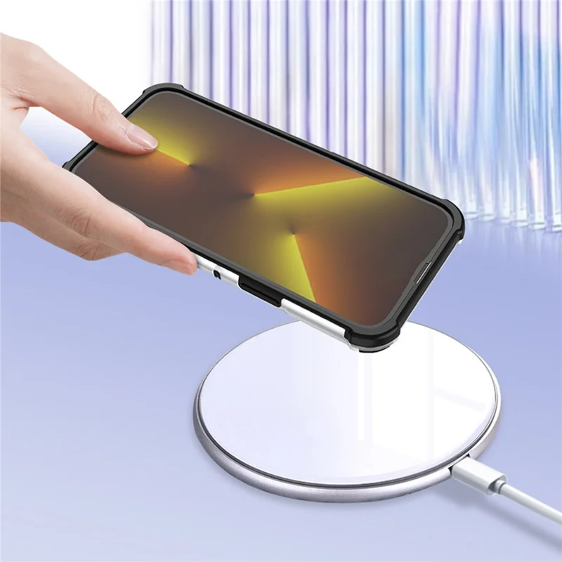 For iPhone 15 Plus Case PC+TPU Phone Cover Compatible with MagSafe Strip Pattern - Transparent