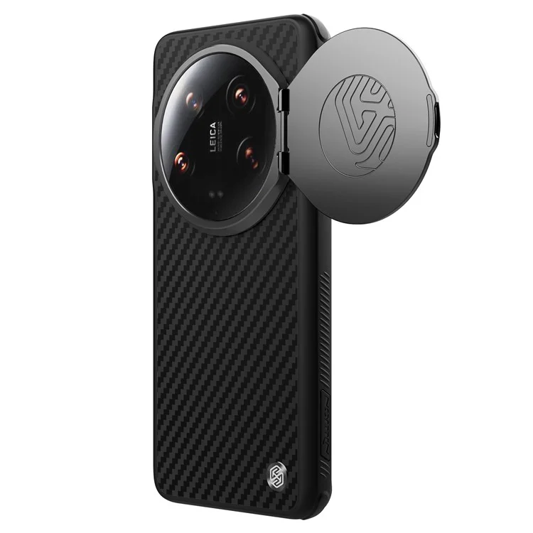 NILLKIN Carboprof Case para Xiaomi 14 Ultra Funda Cubierta del Obturador de la Cámara con Soporte TPU+Fibra de Aramida Carcasa de Teléfono