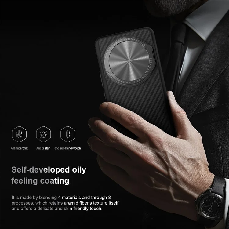 NILLKIN Carboprof Case para Xiaomi 14 Ultra Funda Cubierta del Obturador de la Cámara con Soporte TPU+Fibra de Aramida Carcasa de Teléfono