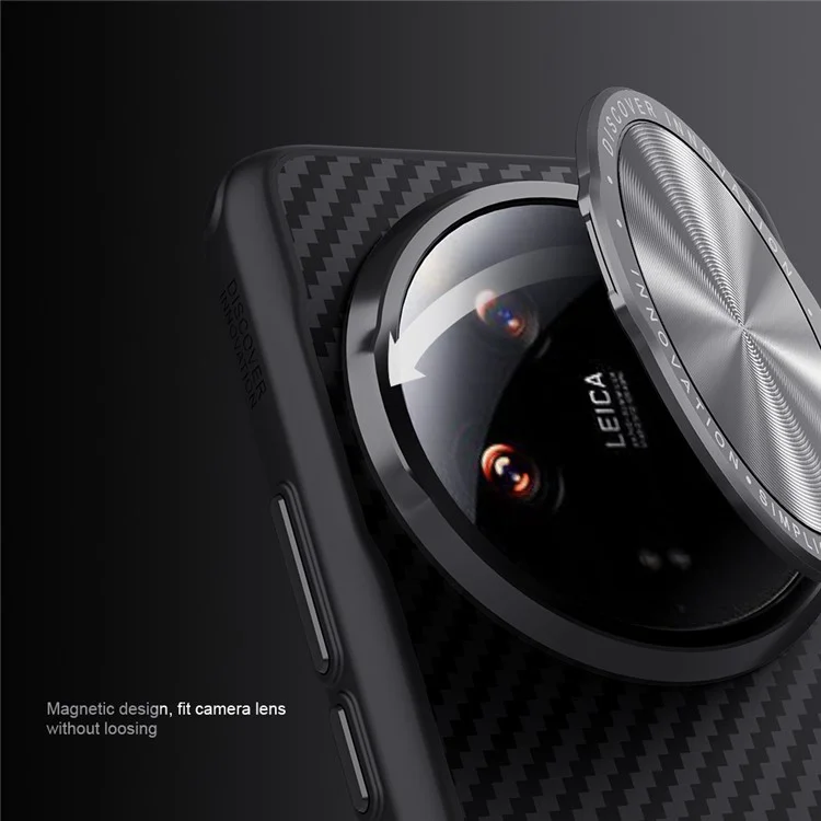 NILLKIN Carboprof Case para Xiaomi 14 Ultra Funda Cubierta del Obturador de la Cámara con Soporte TPU+Fibra de Aramida Carcasa de Teléfono