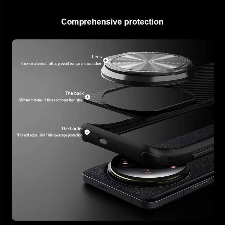 NILLKIN Carboprof Case para Xiaomi 14 Ultra Funda Cubierta del Obturador de la Cámara con Soporte TPU+Fibra de Aramida Carcasa de Teléfono