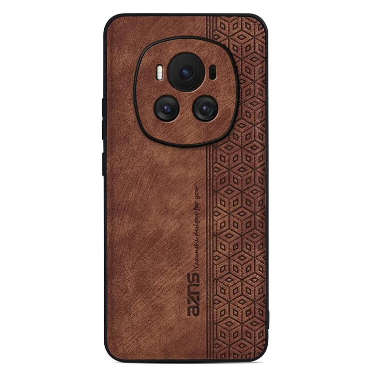 Étui AZNS For Honor Magic6 5G Imprimpé en Cuir PU Revêtu de TPU Téléphone Protecteur - Marron