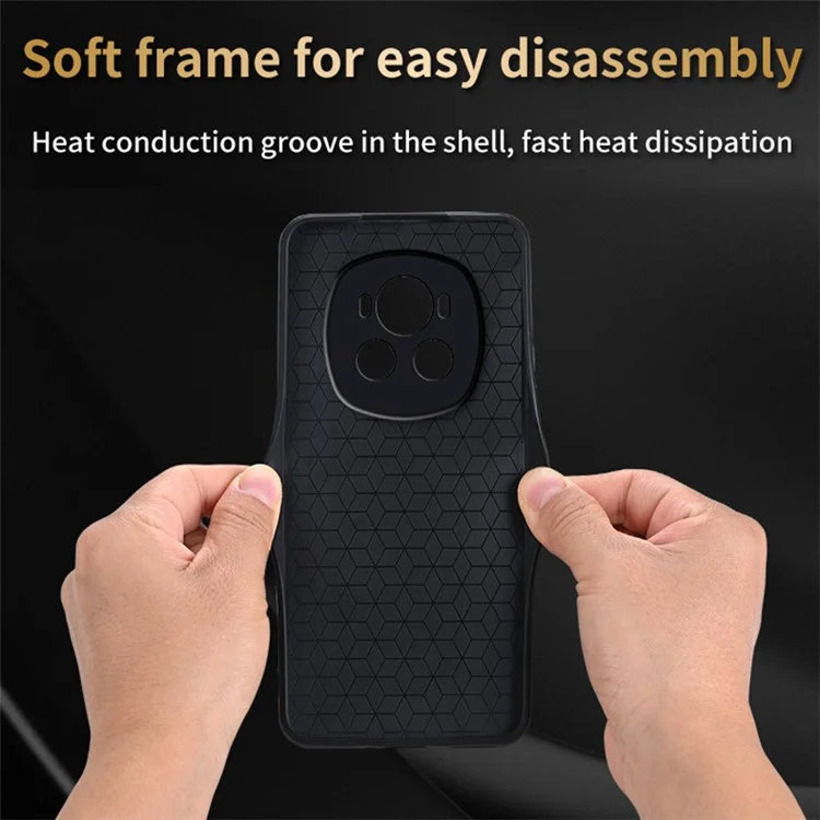 Étui AZNS For Honor Magic6 5G Imprimpé en Cuir PU Revêtu de TPU Téléphone Protecteur - Marron