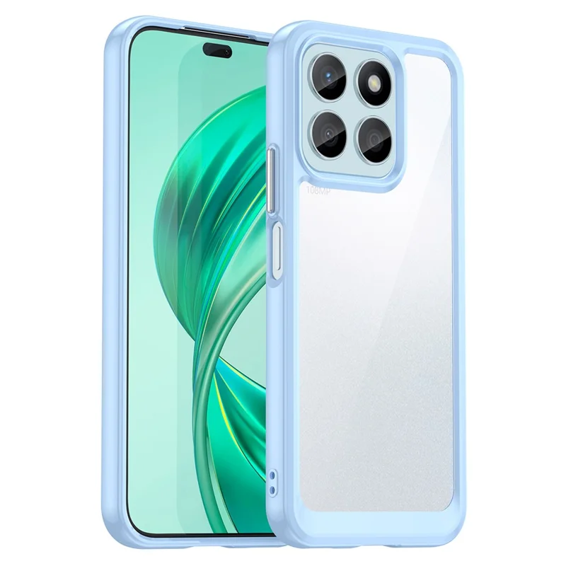For Honor X8b 4G Phone Case TPU Frame Clear Acrylic Bump Proof Back Cover - Blue