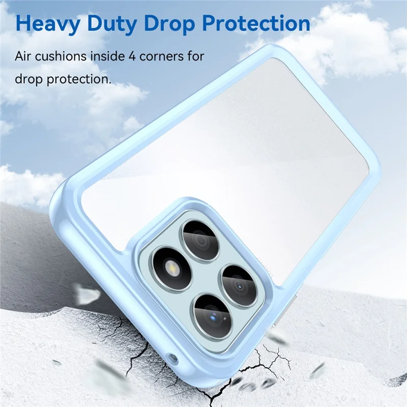 For Honor X8b 4G Phone Case TPU Frame Clear Acrylic Bump Proof Back Cover - Blue