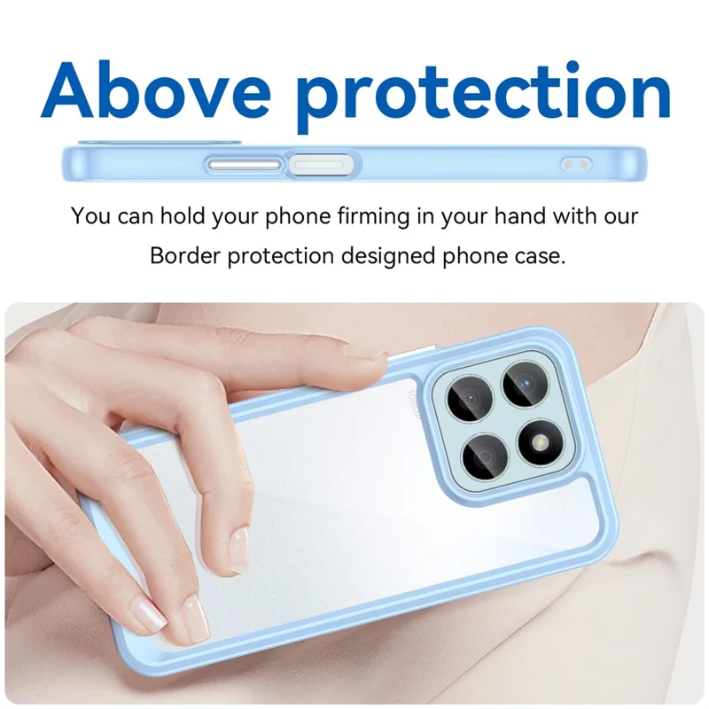 For Honor X8b 4G Phone Case TPU Frame Clear Acrylic Bump Proof Back Cover - Blue
