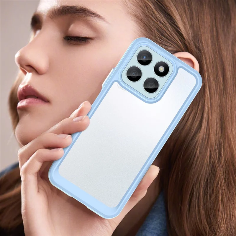 For Honor X8b 4G Phone Case TPU Frame Clear Acrylic Bump Proof Back Cover - Blue