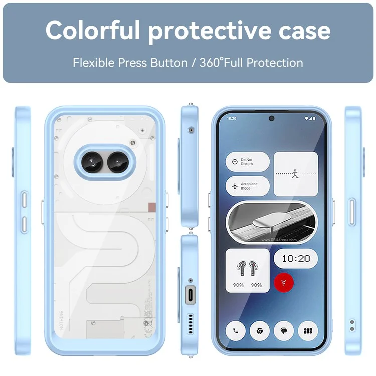For Nothing Phone (2a) Plus / Phone (2a) Case Drop-Proof TPU Frame Clear Acrylic Protective Shell - Blue