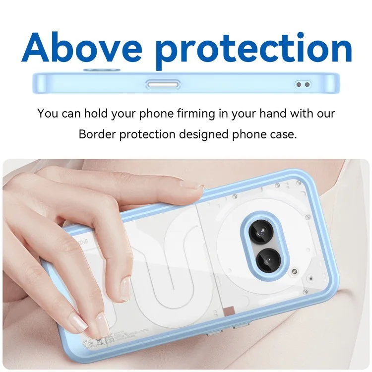 For Nothing Phone (2a) Plus / Phone (2a) Case Drop-Proof TPU Frame Clear Acrylic Protective Shell - Blue
