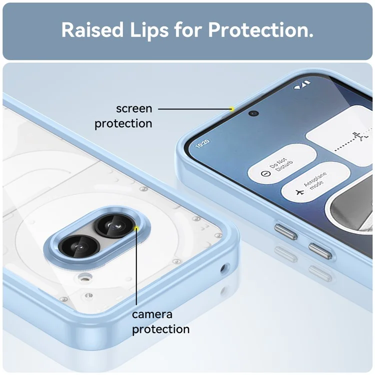 For Nothing Phone (2a) Plus / Phone (2a) Case Drop-Proof TPU Frame Clear Acrylic Protective Shell - Blue
