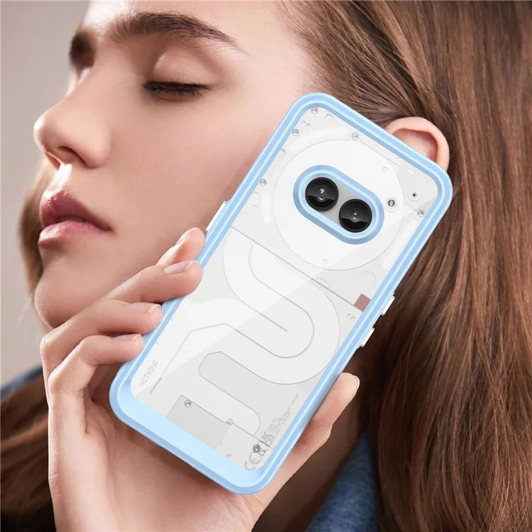 For Nothing Phone (2a) Plus / Phone (2a) Case Drop-Proof TPU Frame Clear Acrylic Protective Shell - Blue