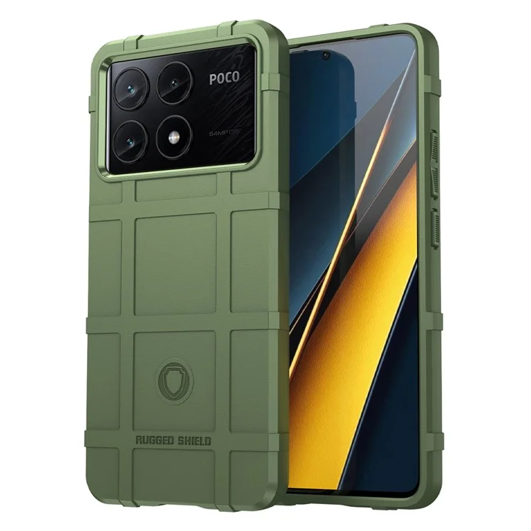 For Xiaomi Poco X6 Pro 5G / Redmi K70E 5G Case Square Grid Texture Non-slip TPU Phone Cover - Green