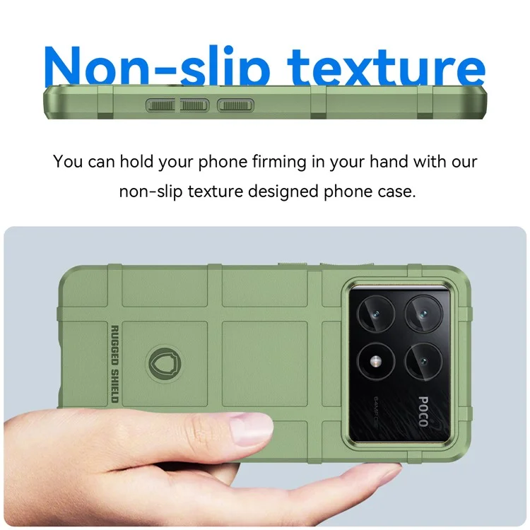 For Xiaomi Poco X6 Pro 5G / Redmi K70E 5G Case Square Grid Texture Non-slip TPU Phone Cover - Green