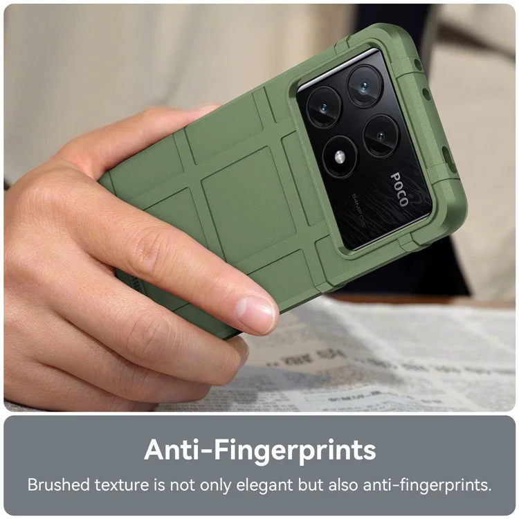 For Xiaomi Poco X6 Pro 5G / Redmi K70E 5G Case Square Grid Texture Non-slip TPU Phone Cover - Green