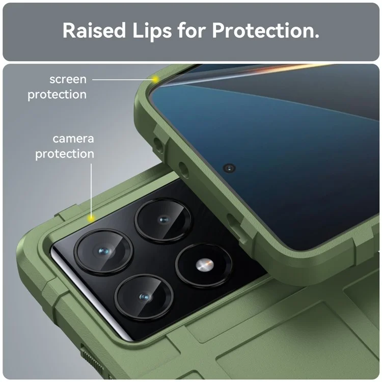 For Xiaomi Poco X6 Pro 5G / Redmi K70E 5G Case Square Grid Texture Non-slip TPU Phone Cover - Green