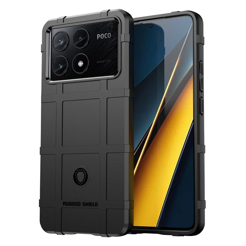 For Xiaomi Poco X6 Pro 5G / Redmi K70E 5G Case Square Grid Texture Non-slip TPU Phone Cover - Black