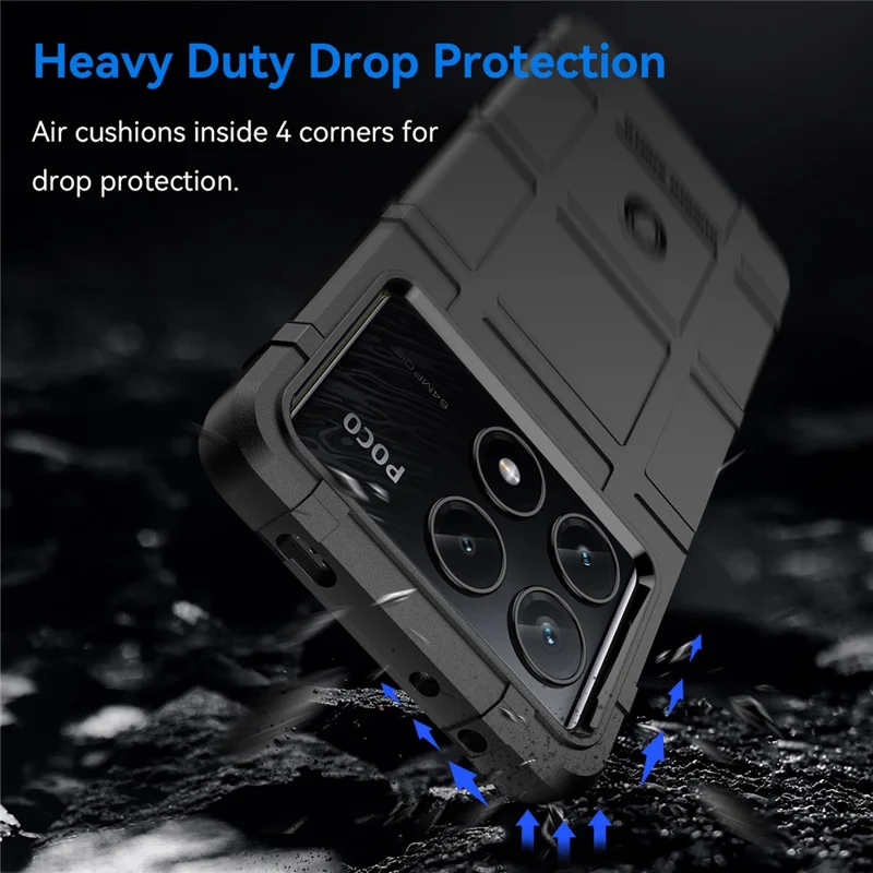 For Xiaomi Poco X6 Pro 5G / Redmi K70E 5G Case Square Grid Texture Non-slip TPU Phone Cover - Black